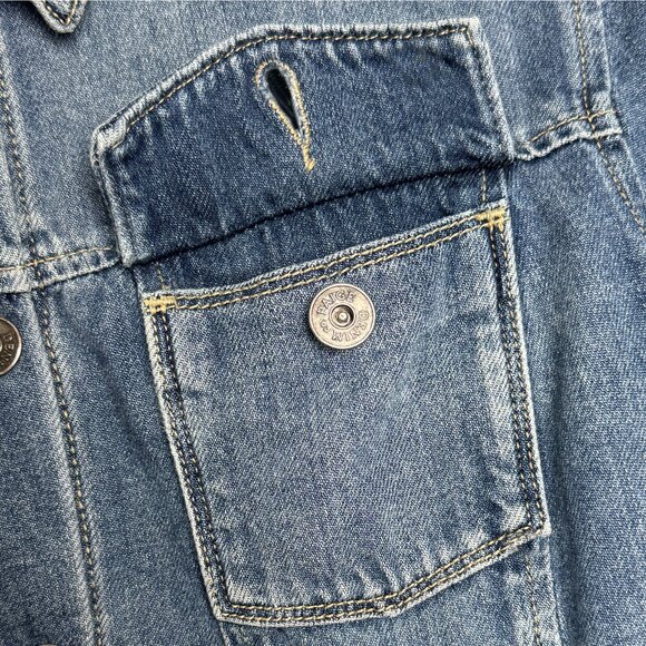 PAIGE AVELINE DISTRESSED DENIM JACKET FALL SOFT CHIC MEDIUM - Picture 5 of 10